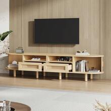 Television Stands & Entertainment Centers - Light Oak + MDF + Metal & Wood - View 6