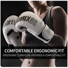 Boxing Gloves, Suitable Gift For Men And Women, Applicable For Combat Training And Gym Use. Includes Storage Bag And 4.5M Elastic Wraps. - White - View 11