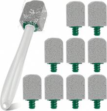 10 Piezas Escobilla de Baño de Piedra Pómez de baño de Piedra pómez con Mango Largo Pómez Multiusos Limpiadores de Inodoros para Inodoro Azulejos Lavabo bañera (Blanco+Gris) - Blanco+Gris - Ver 10