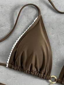 Bộ bikini hai mảnh hở lưng, chất liệu kaki co giãn cao, kiểu dáng thanh lịch thường ngày dành cho nữ. - màu nâu - Xem 6