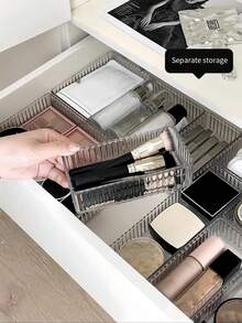7pcs/4pcs/1pc Luxury Transparent Tabletop Makeup & Skincare Storage Organizer Box, Women's Vanity Makeup Sponge, Brush, Lipstick, Eyeshadow, Skincare Display And Storage Drawer Divider