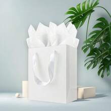 DAssorted Sizes White Gift Bags With Ribbon Handles Kraft Paper Shopping Bags With Tissue Paper For Party Busin Wedding Birthday Graduation Fathers Day White 9 Inches 9 Inches - 白色9英寸 - 查看 5