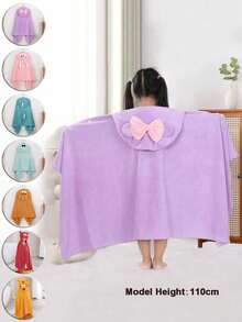 1 件毛绒珊瑚绒卡通刺绣图案斗篷连帽毛巾，适合儿童，超柔软吸水浴巾，冲浪斗篷儿童换尿布巾速干泳池游泳沙滩巾带帽，适合男孩和女孩的温暖礼物