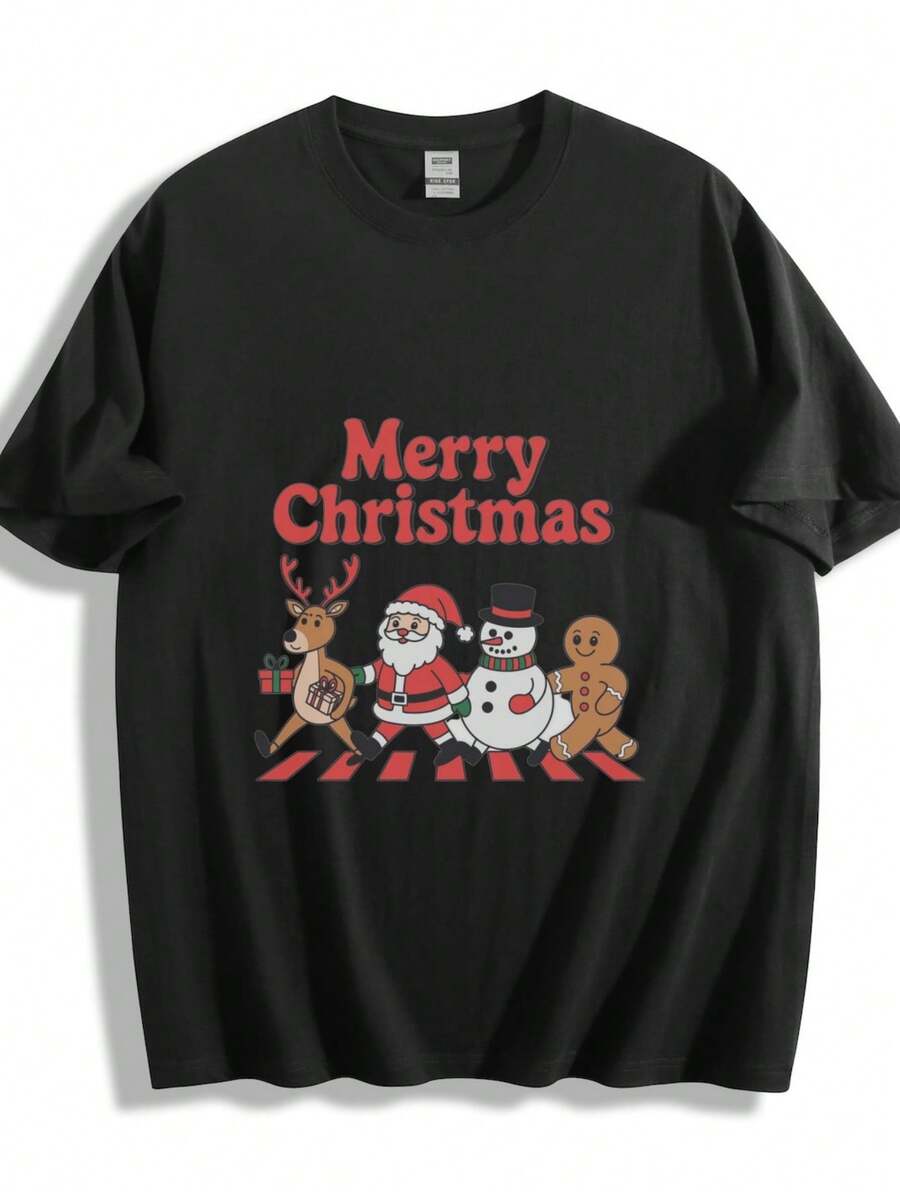 Deadpool Q-Version Embroidered Tee, Unisex Casual Crew Neck - Black - View 1