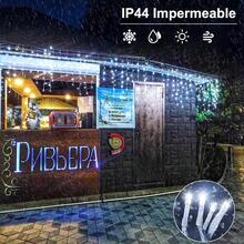 Serie Luces Navideña Cadena 200 Led 20 Metros 8 Modos Cable Transparente Decorativa Luz Multicolor Adorno Navidad Hogar Interior Exterior - Blanco - Ver 6