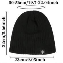 1pc Men's Double-Layer Thermal Lined Knit Beanie Hat, Solid Color Winter Fashion Ski Cap, Outdoor Sports Riding Casual Comfortable Snowflake Pattern Suitable For Daily Wear - Multicolor - View 5
