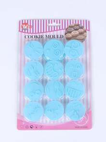 13件套创意饼干模具套装，趣味卡通圆形饼干模具，含12个印章和1个圆形压花工具，塑料材质，DIY烘焙装饰用品