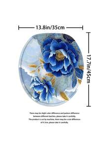 1/3/4 件套浴帘浴室套装，蓝色花卉图案，防水耐用配件，带 12 个挂钩 - 包括马桶座套、浴垫和地毯 - 防滑涤纶面料 - 可水洗 - 非常适合节日装饰、家居/卧室/房屋/西式装饰。 - 彩色 - 查看 8