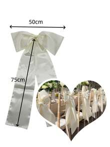 1pc Large Satin Bow Decor, Available In Black/Pink/Gold/White/Light Blue/Light Purple, Suitable For Birthday Party, Wedding, Room Decoration - Multicolor - View 11