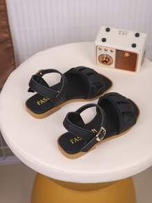 1 Paio di Sandali Piatti Alla Moda e Comodi in Pelle PU per Bambini, Adatti per l'Estate - nero - Visualizzare 6