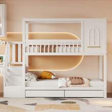 Kids Bed Frames, Headboards & Footboards - White + Wood + 90cm*200cm-1 - View 4