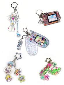 Mini Mobile Phone! Cute Cartoon Millennium/Heisei Style Little Smart Keychain Photo Frame (Photo Not Included) - Multicolor - View 11