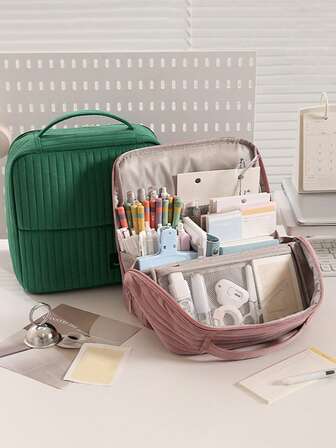Large Capacity Multi-Functional Makeup Bag, Cosmetic Organizer With Multiple Compartments, Portable Handbag For Travel