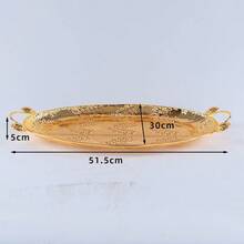 1pc Gold Rectangular Tray, Gold Hollow Gift Fruit Snack Jewelry Paper Towel Storage Plate - Gold - View 7