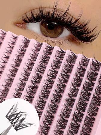 80Pcs Eyelashes Extension Cluster Lashes Individual Full Volume Lashes Natural Look D Curl 8-16MM DIY False Lashes
