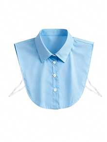 1pc Women's White Pointed Collar Detachable Shirt Fake Collar, Sweater Undershirt, Sleeveless Shirt, Versatile Vest Blouse, All Season Business Casual Sleeveless Fake Collar, Semi-Shirt Artificial Collar, Decorative Stand Collar, Suitable For Office Attire, Holiday Gift (Button Color Random) - Multicolor - View 5