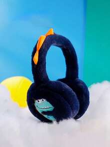 2pcs Kids Foldable Hamburger Earmuffs, Solid Color Earmuffs, Winter Cold-Proof And Freeze-Proof Plush Earmuffs, Stretchable Earmuffs, Warm Gloves - Navy Blue - View 9