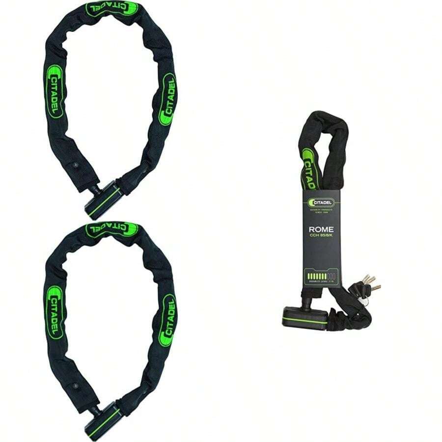 Bike Lock - Cadena de Bicicleta compacta, para Adultos/niños, U-Lock y Cable Combinado(Candado de cadena Roma) - Multicolor - Ver 1