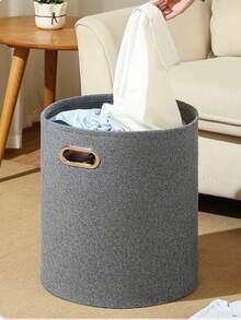 سلة تخزين من الشعر الاصطناعي قطعة واحدة، سلة غسيل ملابس كبيرة، دلو تخزين ألعاب منزلية سميك - رمادي - مشاهدة 2