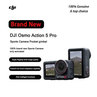 DJI Osmo Action 5 Pro，旗舰级画质运动相机，户外摩托车骑行和潜水Vlog相机，便携式旅行相机，全新，仅激活