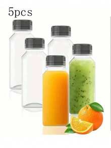 5pcs Plastic Juice Bottles With Caps, 8oz 12oz(250ml,350ml),Juice Containers With Lids For Fridge, Reusable Juicing Bottles, Smoothie Bottle, Empty Plastic Juice Bottles, Drink Containers With Lids, Empty Milk Bottles Plastic Smoothie Drink Bottles - Multicolor - View 10