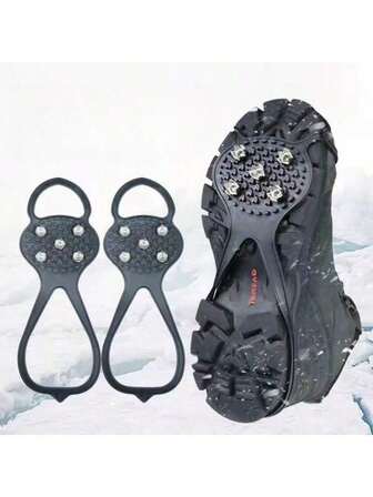 Crampones de 5 dientes, cubiertas antideslizantes para zapatos para exteriores, crampones para senderismo de invierno, antideslizantes para nieve y hielo