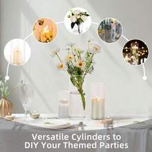 Transparent Glass Cylindrical Vase Set, Glass Vase, Modern Floating Candlestick Decoration, Windproof Candlestick, Hydroponic Vase, Aromatherapy Candlestick, For Table Center Decoration, Wedding Table Decoration, Home Decoration, Living Room Decoration - Clear - View 3