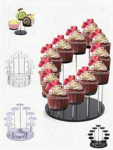 1 buah Stand Cupcake Akrilik, Rak Pajangan Kue Bulat 3 Tingkat/5 Tingkat/12 Tingkat, Stand Pajangan Cupcake Bulat Berlapis-lapis, Tempat Cupcake Dekoratif untuk Kue, Penting untuk Dekorasi Pesta, Cocok untuk Cincin, Anting, Figur Miniatur, Aksesori Pernikahan Hitam dan Bening - MultiWarna - View 13