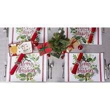 DII Mantel Redondo de algodón de 70 Pulgadas, Ramas de Acebo – Perfecto para cenas, Navidad, día Festivo o Uso Diario(Placemat Set Juego de 6 manteles individuales.) - Multicolor - Ver 8