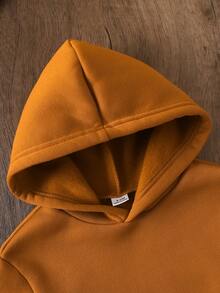 Toddler Boys' Fashionable Letter K Crown Print Hoodie And Pants Set, Autumn/Winter - Rust Brown - View 6