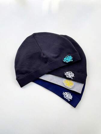 1 pieza Gorro de punto bordado con estilo retro de hip-hop de Synaworld