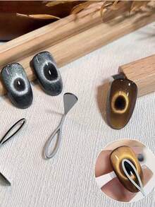 2pcs Hollow Cat Eye Magnetic Nail Art Tools, Suitable For UV Gel Nail Magnetic Stick DIY Manicure - Apricot - View 4