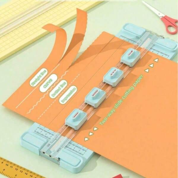 Cortador de papel portátil 4 en 1, recortador mini multifuncional creativo con 4 cuchillas para estudiantes, cortar fotos, documentos, manualidades, hogar y oficina, vuelta a la escuela, útiles escolares