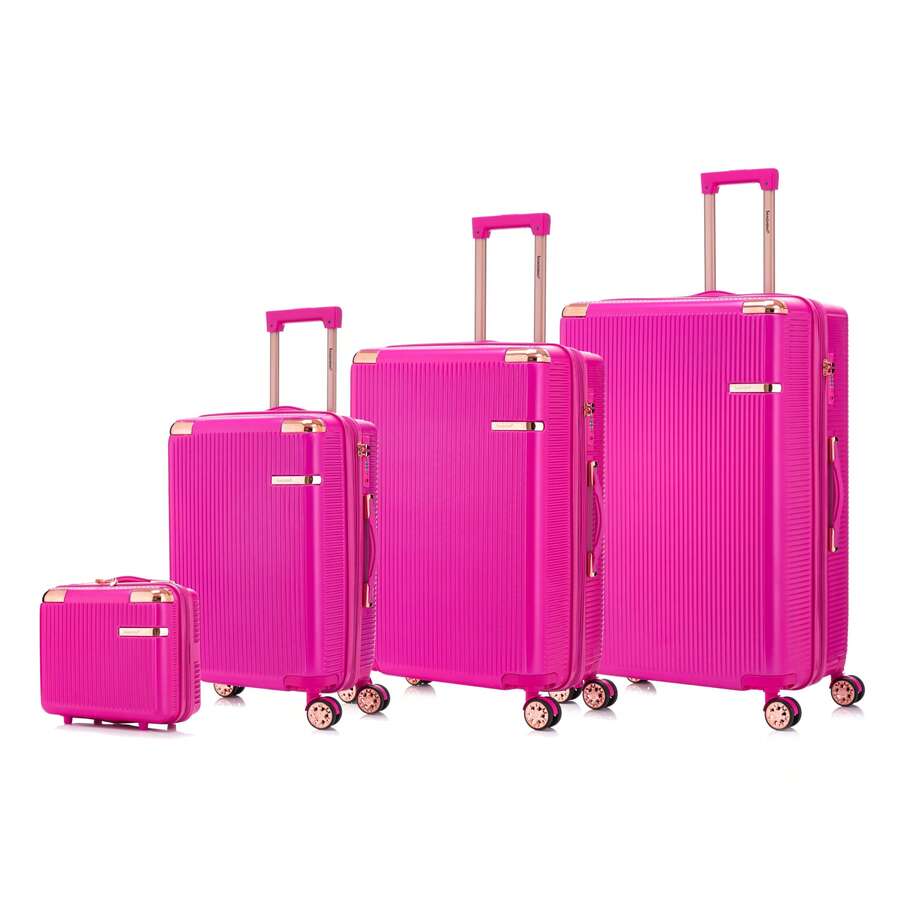 Sanzheng 4-Piece Ultra-Light Hardside Luggage Set – Multi-Color, Silent 360° Spinner Wheels, 14–30" Suitcases For All Travelers - Màu Hồng Tươi - Xem 1
