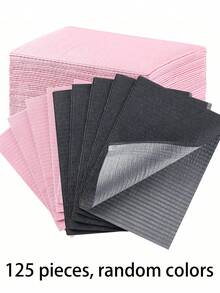 125片装一次性粉黑美甲桌垫，可折叠清洁垫，美甲沙龙桌布/修甲巾，多功能美容纹身垫 - 彩色 - 查看 24