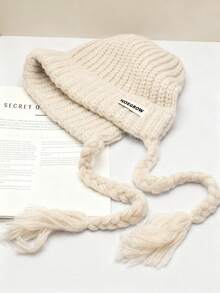 纯色针织加厚耳罩，加厚冬季女士头饰，可爱简约纯色针织帽，适合户外佩戴 - 彩色 - 查看 10