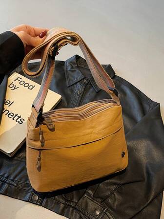 多口袋多功能斜挎包，简约通勤工作单肩包，小众斜挎包