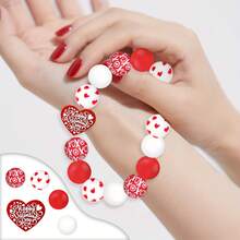 25pcs Silicone Beads With Heart Pattern Print, Cow Shaped Silicone Beads, Loose Beads Suitable For Jewelry Making, Earrings, Necklaces, Bags, Pens, Phone Chains, Makeup Brushes, Keychains And Other DIY Crafts, Holiday, Birthday, Valentine's Day Gifts - Valentine's Day Series - View 8