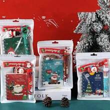 Random Style & Color Christmas Series Stationery Set, Notebook, Pen & Stationery Set, Suitable For Christmas Holiday Student Prizes, Stationery Supplies. Some Styles & Colors May Not Be Shown In The Image. - Multicolor - View 1