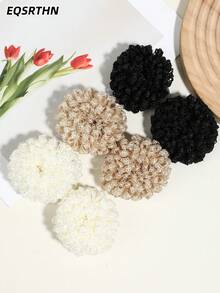 3/6pcs French Lace Scrunchies, Fluffy Curly Hair Ties, Black & Beige Elegant Multicolor Fashion Hair Accessories, Korean Ins Style Hair Styling Tool, Easy Bun Updo For Casual, Date, Party ,Ponytail Holders ,Hair Elastics ,Hair Rubber Bands ,Hair Rope
