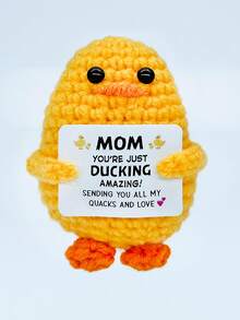 Penguin Gift Set, Includes Crochet Penguin Pendant, Stress Relief Shark, Inspirational Crochet Decor, Desktop Decor, Inspirational Card, Desktop Planter, Cute Penguin Decor, Suitable For Christmas Stocking Stuffers, Christmas Gifts, Birthday And Emotional Decor - Crocheted Penguin - Pink - View 17