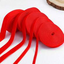 4.57m/1Piece/Long Olive Green Single Sided Non Elastic Color Plush Belt, Swan Plush Belt, Plush Satin Belt, Bow Down Jacket (Length May Vary Due To Manual Measurement) - 紅色 - 查看 1