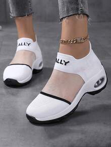 Women Breathable Knit Mesh Slip-On Casual Sneakers - White - View 6