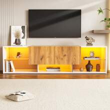 Television Stands & Entertainment Centers - Oak Natural Wood + Antique White - View 3