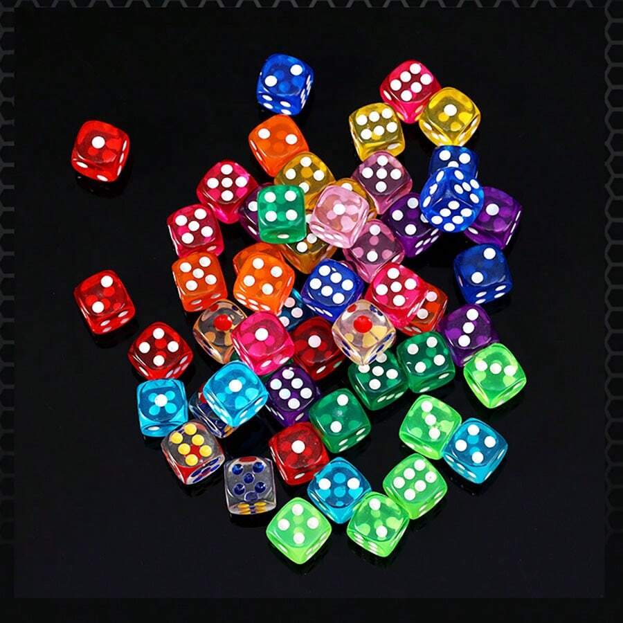 6 dés acryliques colorés, dés de poker, accessoires de jeu de fête, accessoires de bar et de KTV - Multicolore - Voir 1