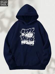 95% Polyester 5% Spandex Men's Regular Plus Size Hoodie With Pocket And "Thinking About What" Print, 240g, Made In A Global Four Seasons Factory, Comfortable, High Quality, And High Fit, Casual Sweatshirt - 白色 - 查看 7