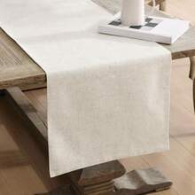 Dothan - Mantel de Mezcla de Lino de Lujo para Comedor Formal, día Festivo, Boda o Fiesta, 60 x 144 Pulgadas, Color Gris Pardo(228.6 x 40.6 cm (Rectangular) Gris pardo) - Multicolor - Ver 2