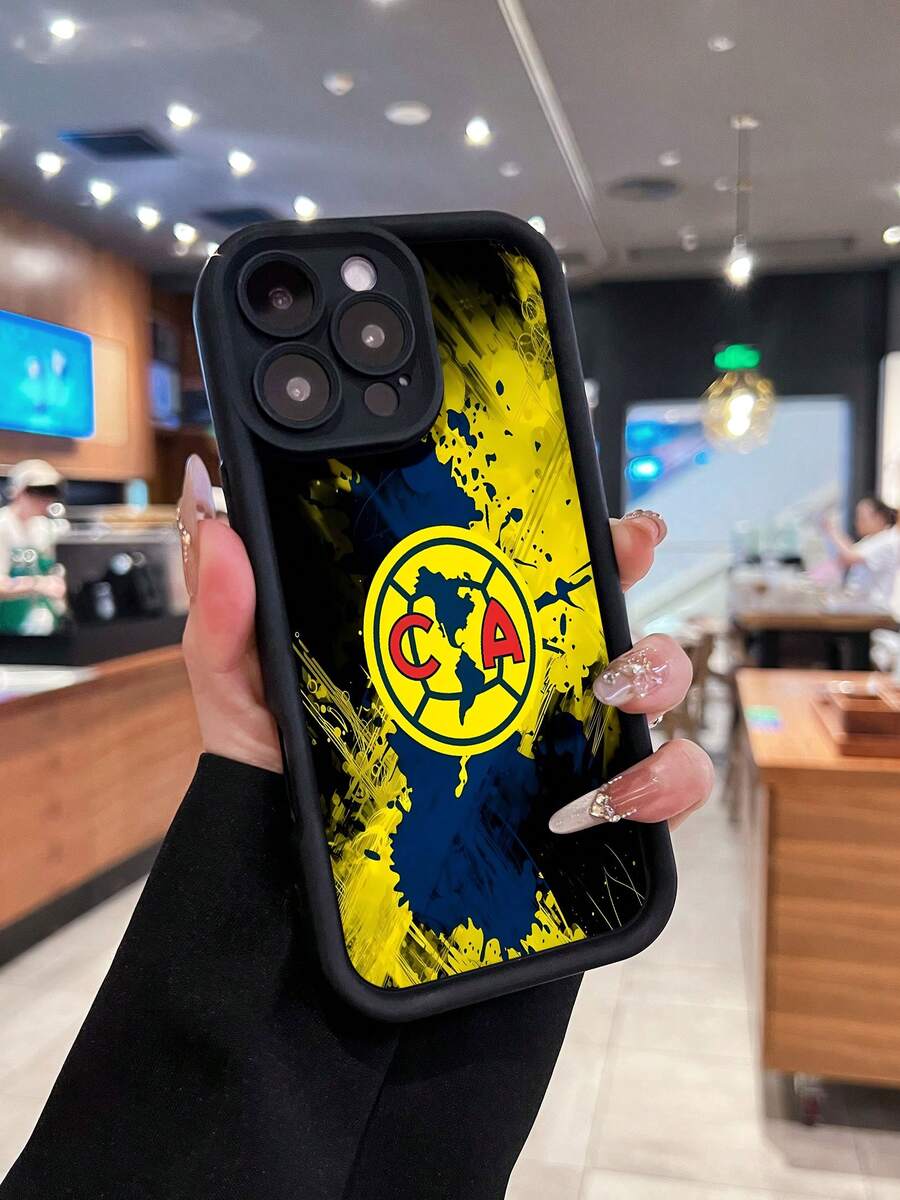 Estuche para teléfono Soccer Splash Art Compatible con estuches para teléfonos 17 16 Pro Max 15 Pro Max 13 y 12 Hecho de material de silicona TPU que protege eficazmente su teléfono de impactos y caídas mientras brinda una sensación cómoda Un gran regalo para familiares, amigos, seres queridos, novios / novias y para Navidad - Negro - Ver 1
