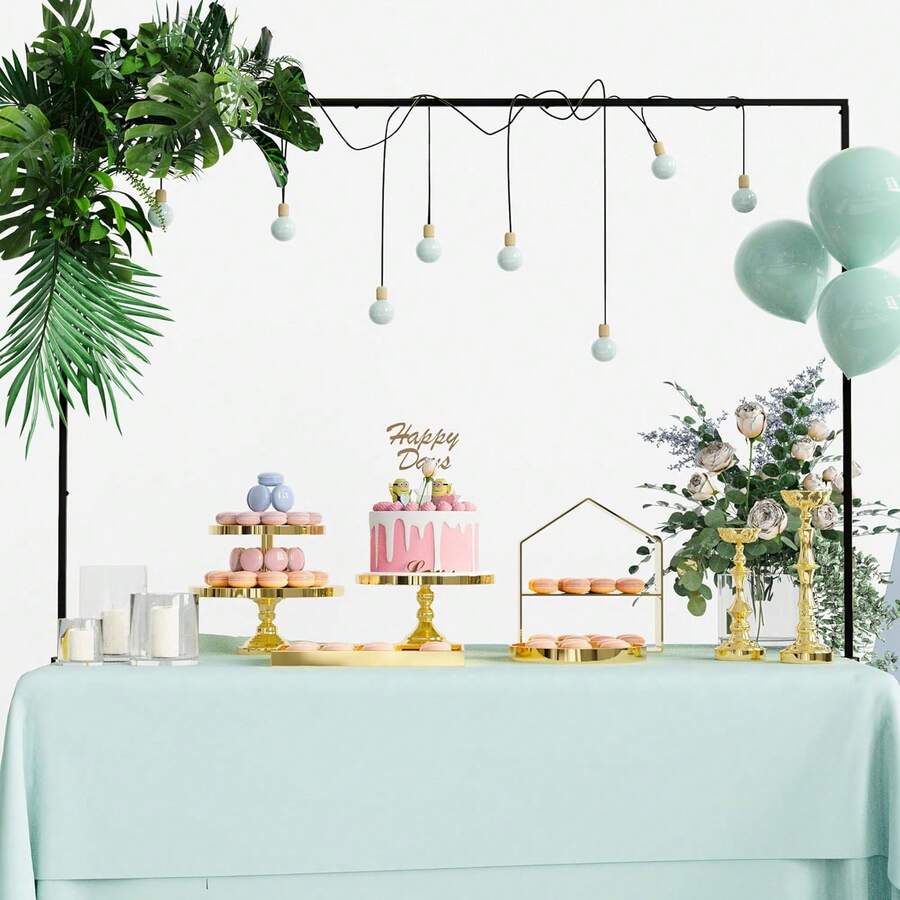 1 Pcs 3.3x9ft Adjustable Square Metal Table Stand For Indoor & Outdoor Events With Clip For Weddings Birthdays Parties Festivals Decor - 黑色 - 查看 1