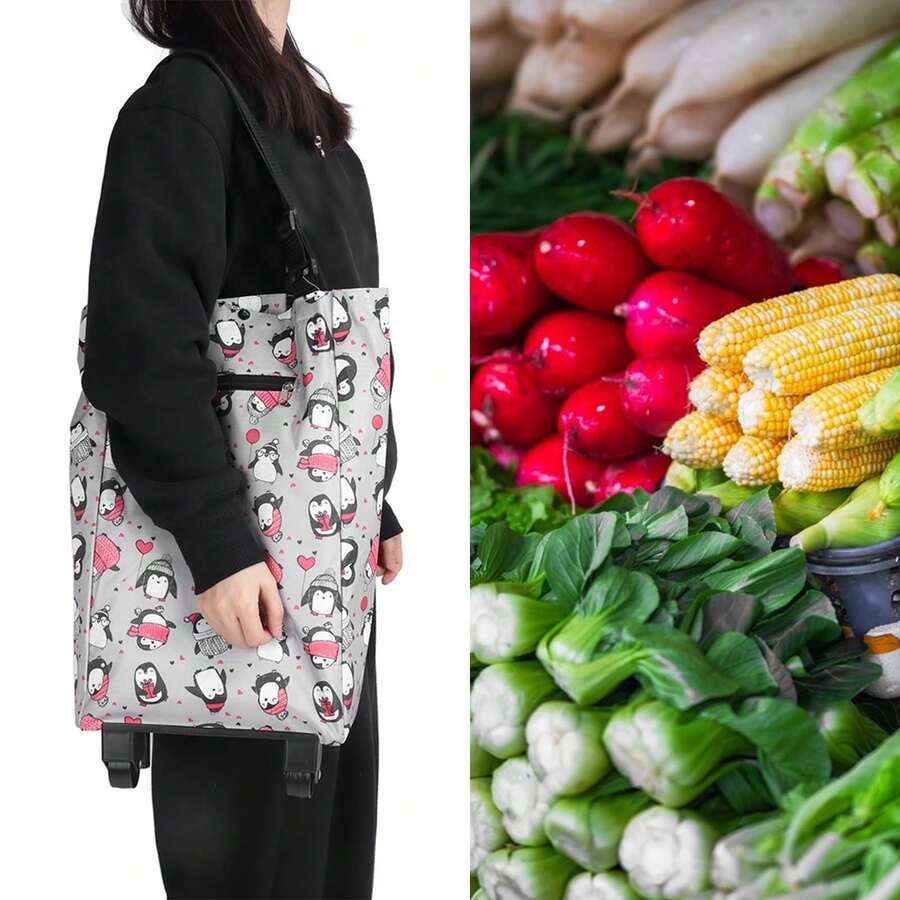 Carrito de Compras Plegable con Ruedas Flexibles - Gran Capacidad, Ideal para Jóvenes en Acampadas, Unisex Bebé - Multicolor - Ver 1